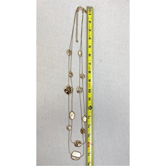 Chico’s Long Two strand Hammered Gold Tone bead Station Necklace - Picture 6 of 6